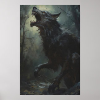 Weerwolf in de nacht, Art Poster Print