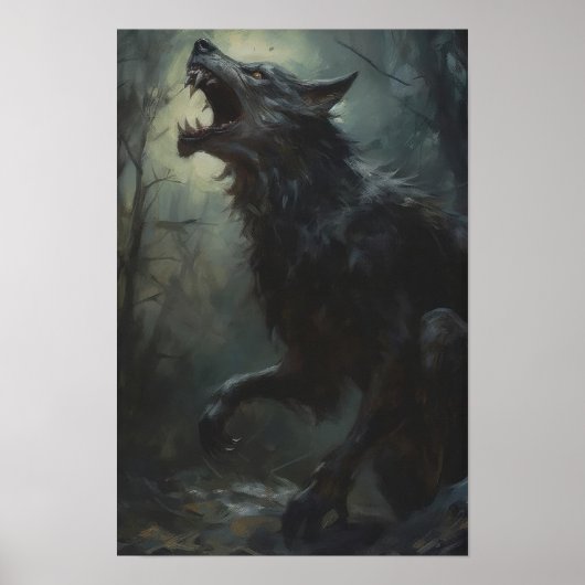 Weerwolf in de nacht, Art Poster Print (Voorkant)