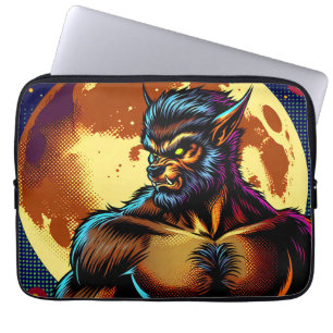 Weerwolf in stripboekstijl voor volle maan laptop sleeve