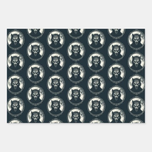 Weerwolf met Volle Maan Spooky Horror Inpakpapier Vel (Voorkant 3)