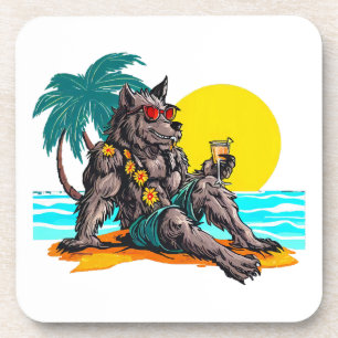 weerwolf op vakantie bier onderzetter
