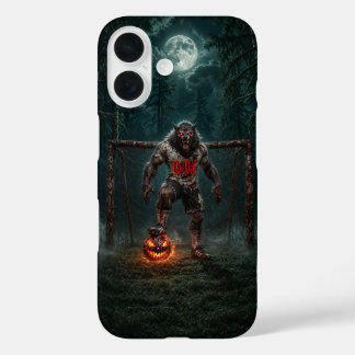 Weerwolf Voetbalspeler Halloween Horror Kunst iPhone 16 Hoesje