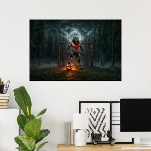 Weerwolf Voetbalspeler Halloween Horror Kunst Poster