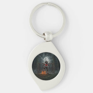 Weerwolf-voetbalspeler Halloween-horrorart Sleutelhanger