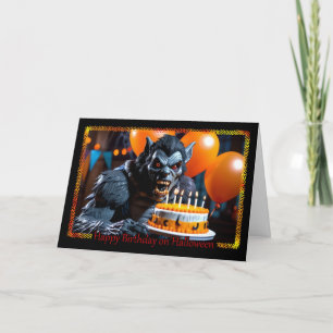 Weerwolf Wensen op je Verjaardag Halloween Kaart