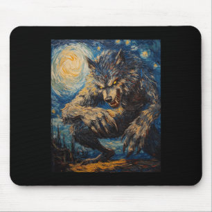 Weerwolf Wolf Wolven - Van Gogh Style - Sterrennac Muismat