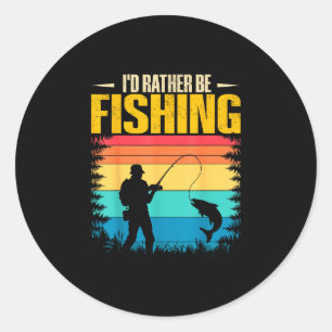 Wees aan het vissen grappige vissen afbeelding voo ronde sticker