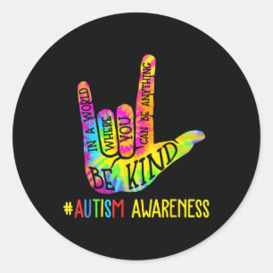 Wees aardig als liefde gebarentaal hand autisme Aw Ronde Sticker