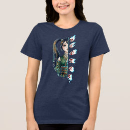 Wees Aardig Anime Meisje Gespleten Portret Smaragd Tri-Blend Shirt