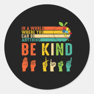 Wees Aardig Asl Gebarentaal Hand Autisme Bewustzij Ronde Sticker