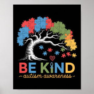 Wees aardig Autisme Bewustzijn Puzzel Tree Inclusi Poster