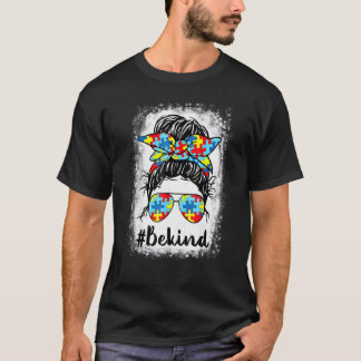 Wees aardig Autisme bewustzijn rommelige knot Moed T-shirt