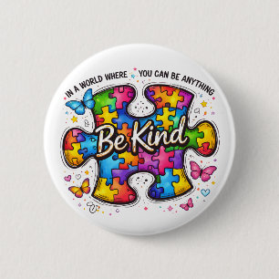 Wees Aardig Autisme Bewustzijn Ronde Button 5,7 Cm