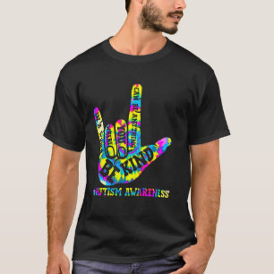 Wees Aardig Autisme Bewustzijn Tie Dye Hand Gebaar T-shirt