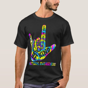 Wees Aardig Autisme Bewustzijn Tie Dye Hand Gebaar T-shirt