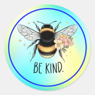 Wees aardig bloemig leuk bij ontwerp ronde sticker