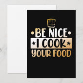Wees aardig, ik kook je eten Keuken Chef Koken Bedankkaart (Voorkant / Achterkant)