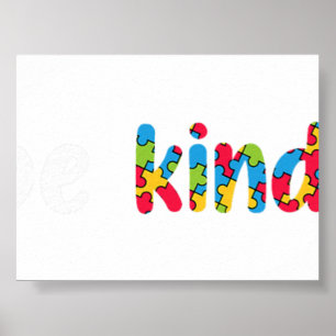 Wees aardig Kleurrijke Puzzelstukken Autisme Bewus Poster