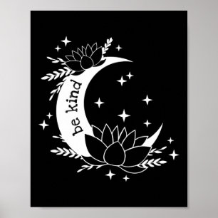Wees aardig Luna en Maan Lotus Bloem Yoga Meditati Poster