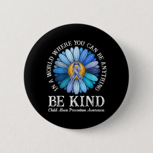 Wees Aardig Madeliefje Bloem Blauw Kindermishandel Ronde Button 5,7 Cm