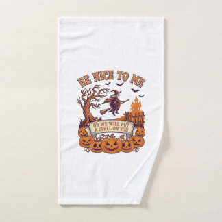 Wees Aardig Mij Halloween Heks Bezem Pompoenen_1 Handdoek