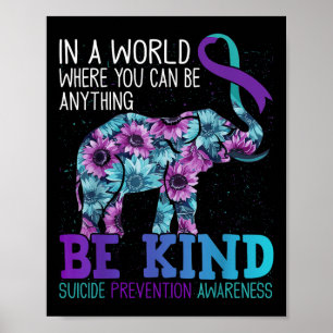 Wees Aardig Olifant Zonnebloem Turquoise Paarse Li Poster