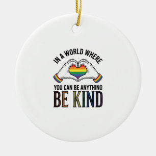 Wees Aardig Regenboog Hart Handen Vintage Vector D Keramisch Ornament