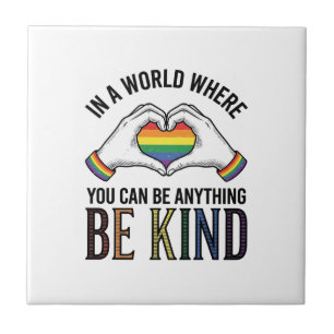 Wees Aardig Regenboog Hart Handen Vintage Vector O Tegeltje
