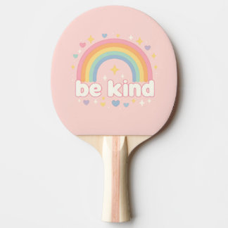 Wees aardig – Regenboog Pastel Positiviteit Tafeltennisbatje