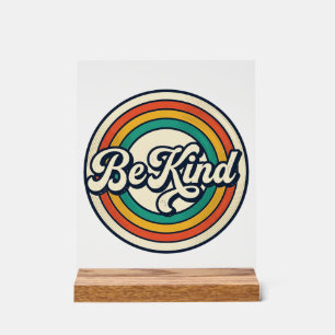 Wees Aardig Retro Regenboog Vintage Shirt Ontwerp_ Acryl Bord
