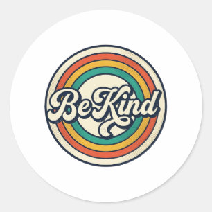 Wees Aardig Retro Regenboog Vintage Shirt Ontwerp_ Ronde Sticker