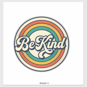 Wees Aardig Retro Regenboog Vintage Shirt Ontwerp_ Sticker