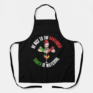 Wees aardig tegen de barman grappig kerstcadeau schort