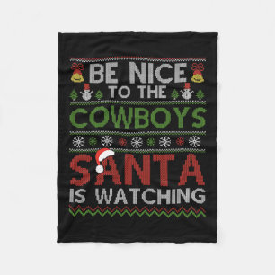 Wees aardig tegen de cowboys die de kerstman kijkt fleece deken