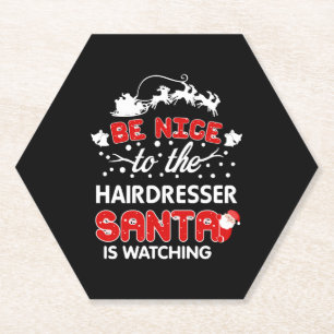Wees aardig tegen de hairdresser die de kerstman h kartonnen onderzetters