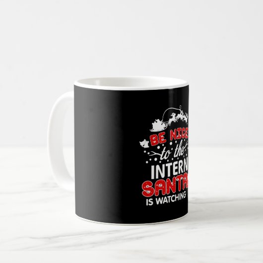 Wees aardig tegen de internekerstman die T-shirt k Koffiemok (Voorkant links)