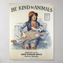 Wees aardig tegen dieren - Vintage Poster