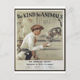 Wees aardig tegen dieren - Vintage Poster Briefkaart