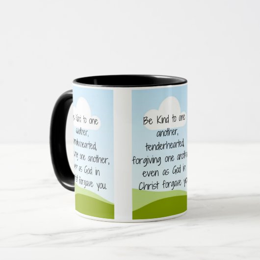 Wees aardig tegen elkaar mok (Voorkant links)