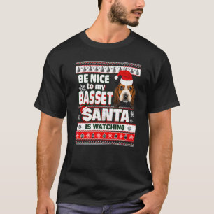 Wees aardig tegen mijn basset hound dog Santa kijk T-shirt