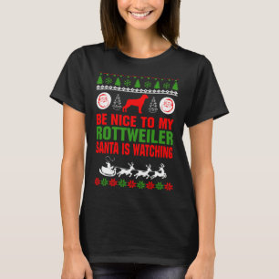 Wees aardig tegen mijn rottweiler die de kerstman  t-shirt