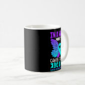 Wees Aardig Vlinder Turquoise Paarse Lint Zelfmoor Koffiemok (Voorkant rechts)