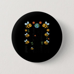Wees aardig voor de aarde - cute bijen bloemen pla ronde button 5,7 cm