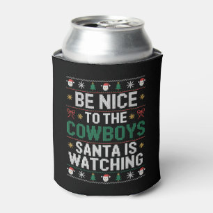 Wees aardig voor de cowboys, de kerstman kijkt toe blikjeskoeler
