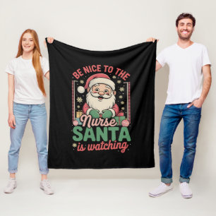 Wees aardig voor de verpleegster Kerstman kijkt ui Fleece Deken