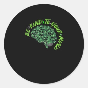 Wees aardig voor je geest Green Ribbon Brain - Men Ronde Sticker