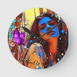 Wees aardig voor jezelf Wandklok Ronde Klok