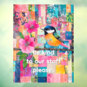 Wees aardig voor ons personeel raamsticker (Vel 3)