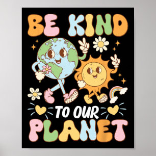Wees aardig voor onze Planet Earth Day Retro Poster