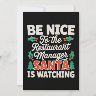 Wees aardig voor restaurantmanager Kerstman kijkt  Kaart